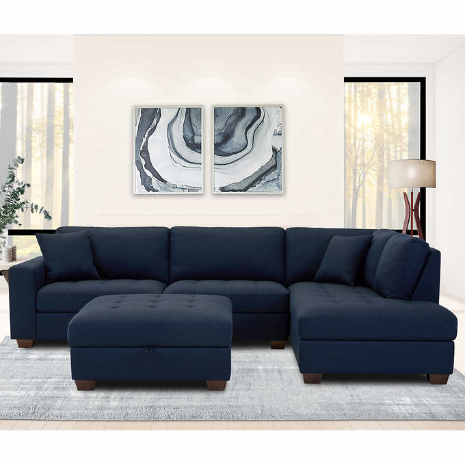 Thomasville Tisdale Fabric Sectional with Storage Ottoman - Image 4