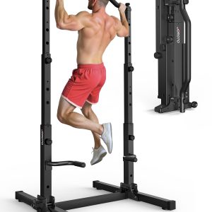 JOROTO Foldable Pull Up Dip Station, Pull Up Bar Free Standing for Home Gym, 450LBS Stable Power Tower, Adjustable Height Multifunction Pull Up Stand, Strength Training Equipment for Men Women