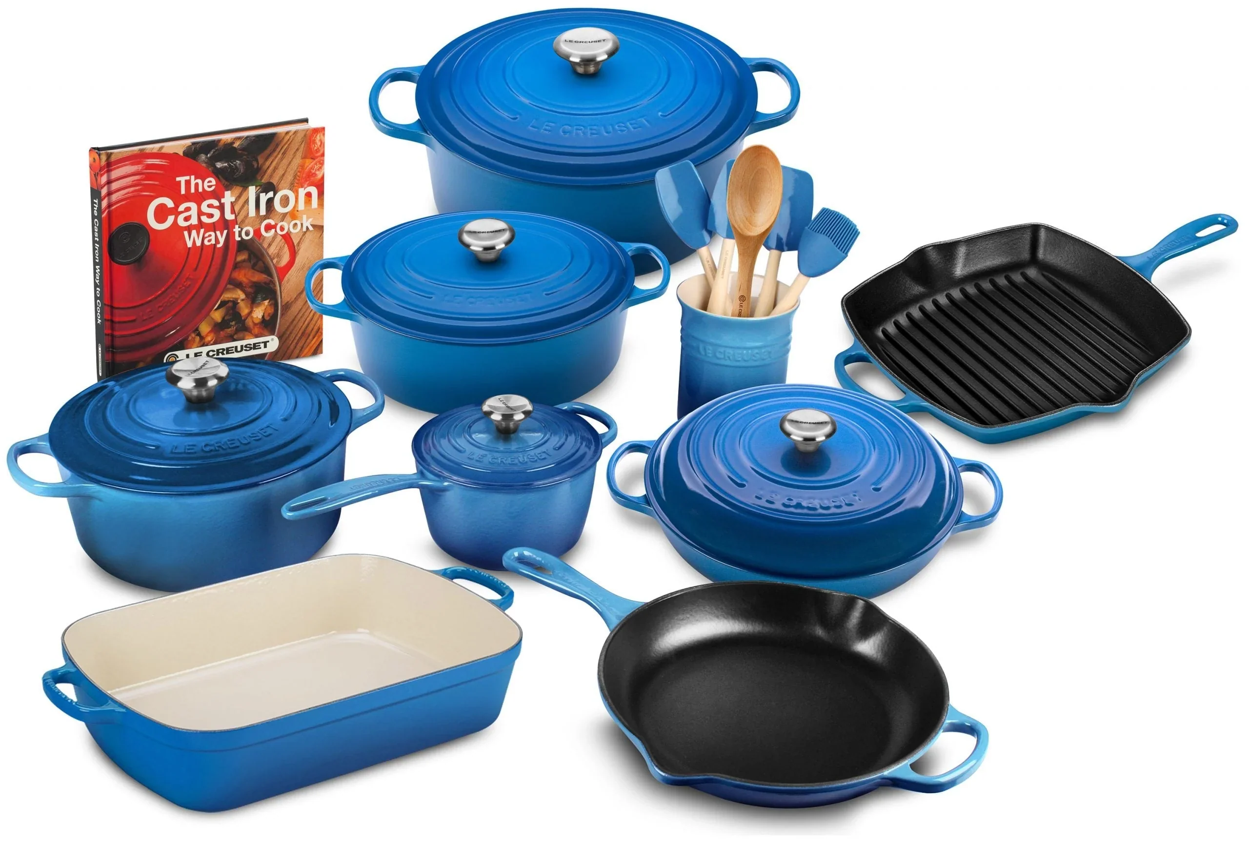 20-piece Signature Cast Iron Cookware Set,10.25′′ Skillet,1.75-quart Saucepan with Lid - Image 8