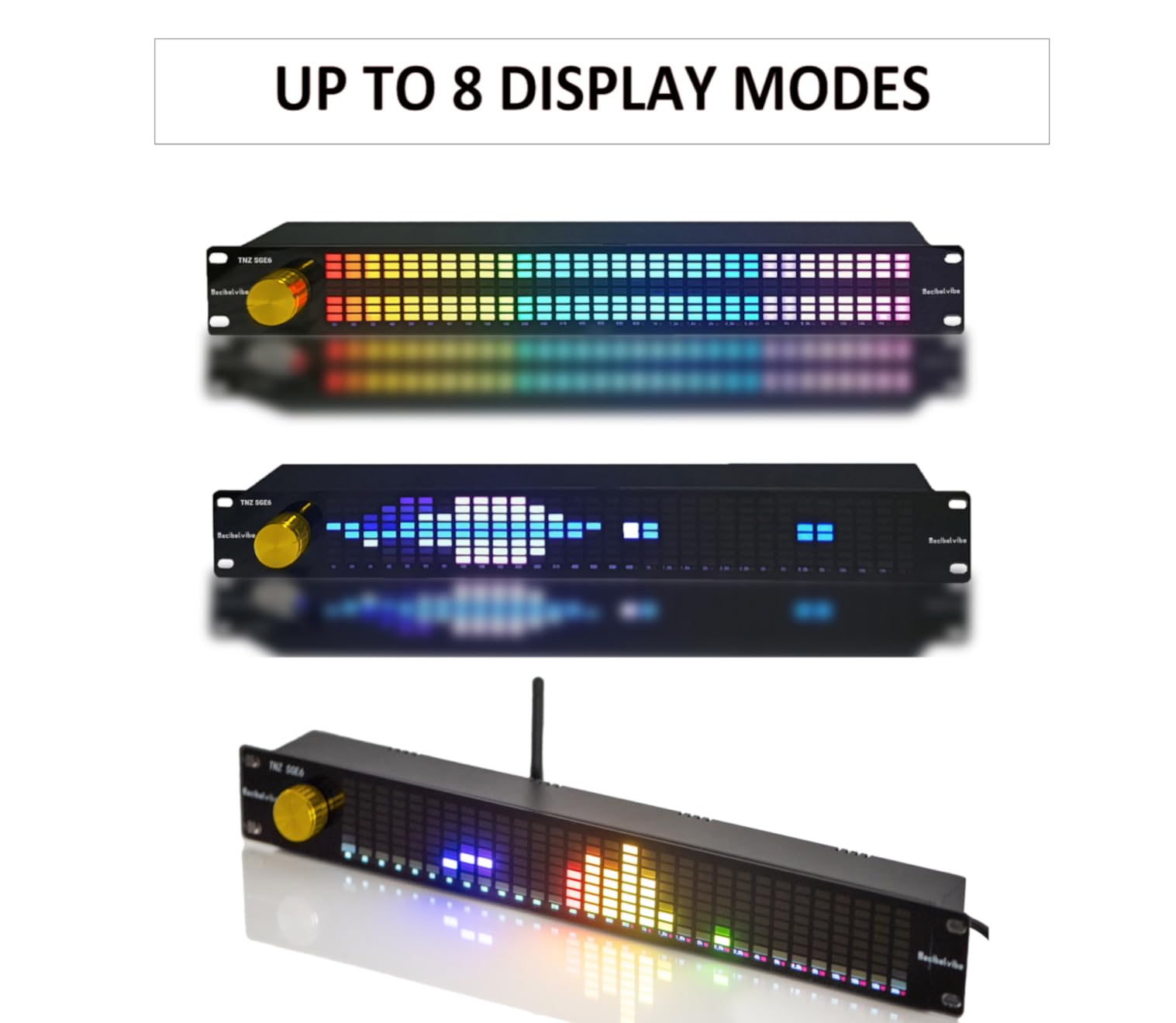 Decibelvibe TNZ SGE6 - Audio Graphic Equalizer with Rear RCA/3.5 Auxiliary Input and Output, Built-in Microphone, USB and Bluetooth Input, Preamp for Home Audio, DJ, HiFi Audio Setup (Gold) - Image 4