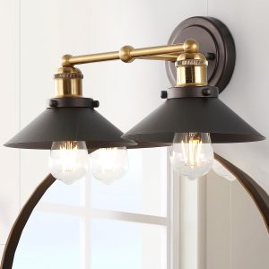 JONATHAN Y July Metal Transitional 17.5-in 2 Light Brushed Black Modern/contemporary Bathroom Vanity light