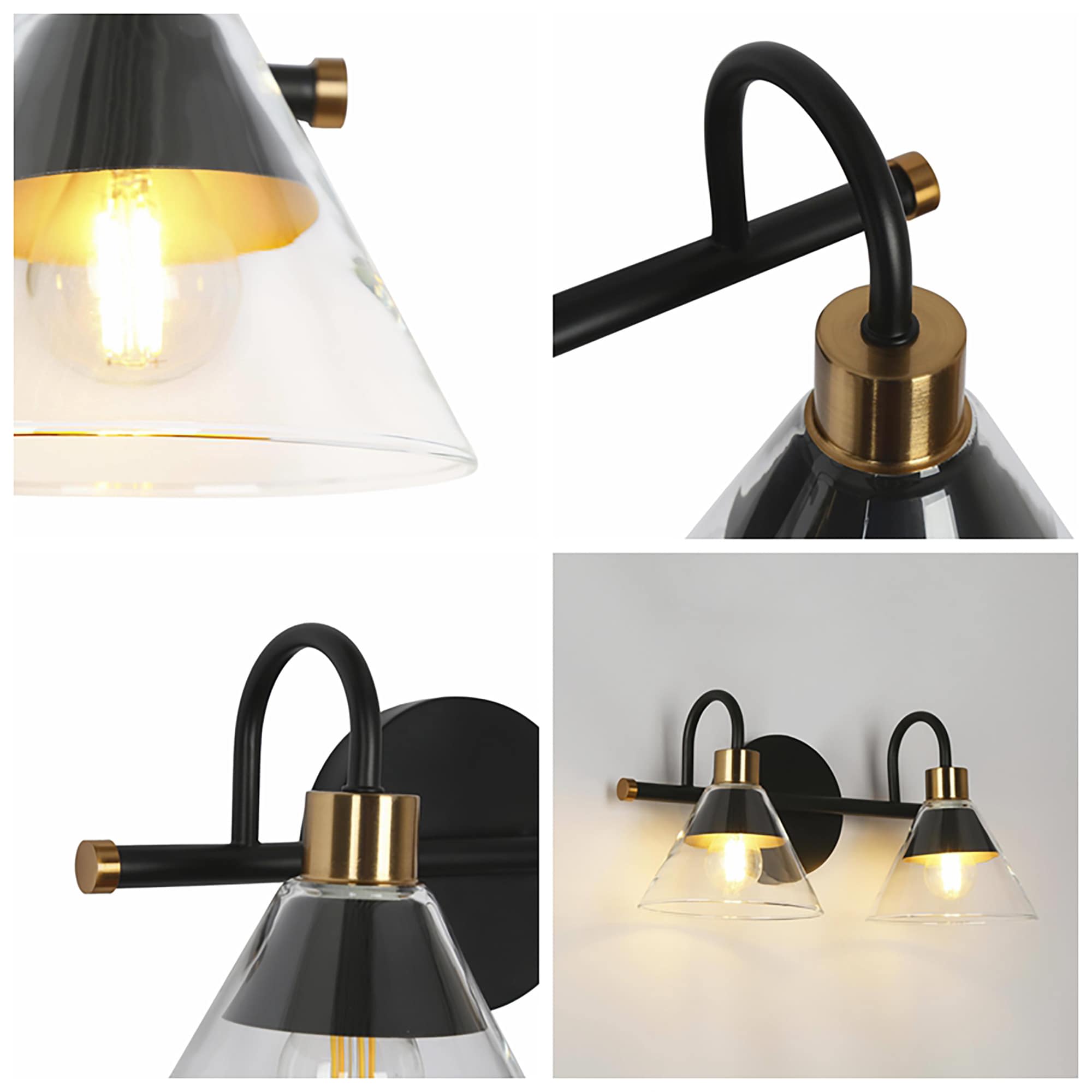 Uolfin 13.8-in 2 Light Black Modern/contemporary Bathroom Ambient - Image 10