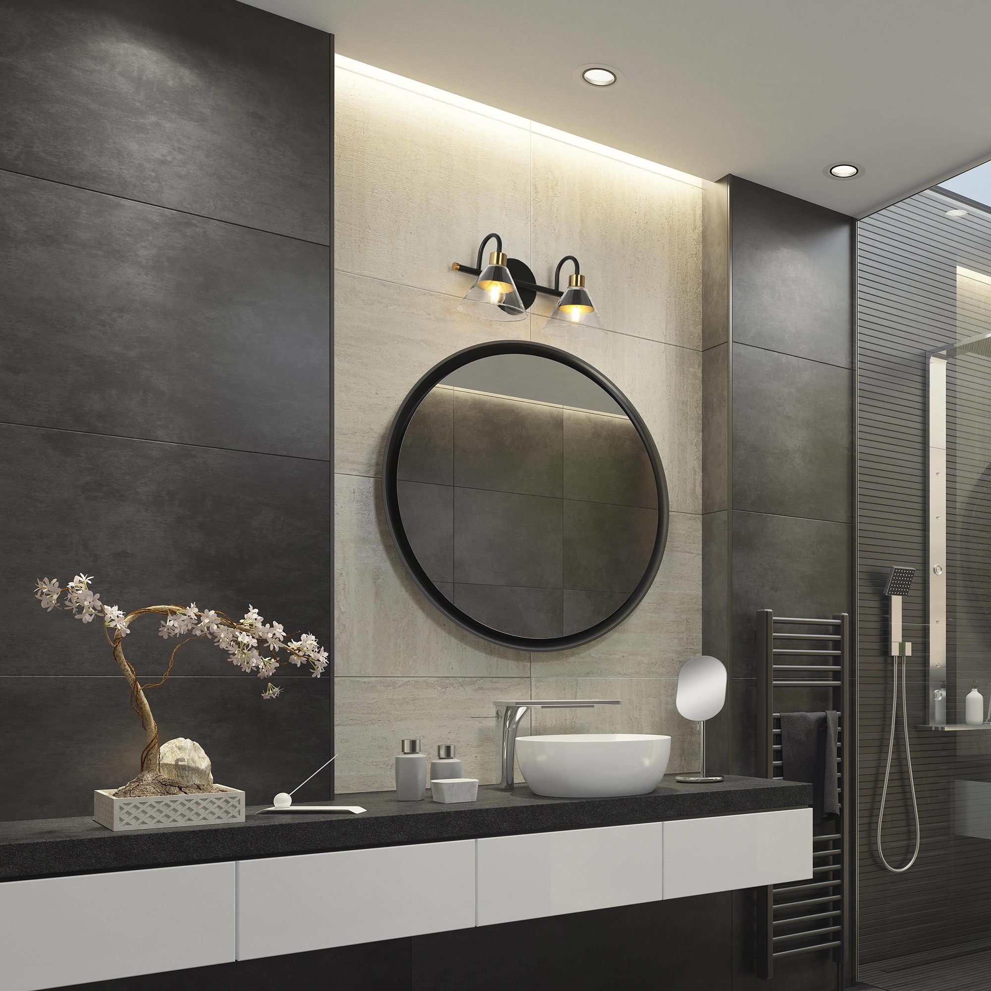Uolfin 13.8-in 2 Light Black Modern/contemporary Bathroom Ambient - Image 7