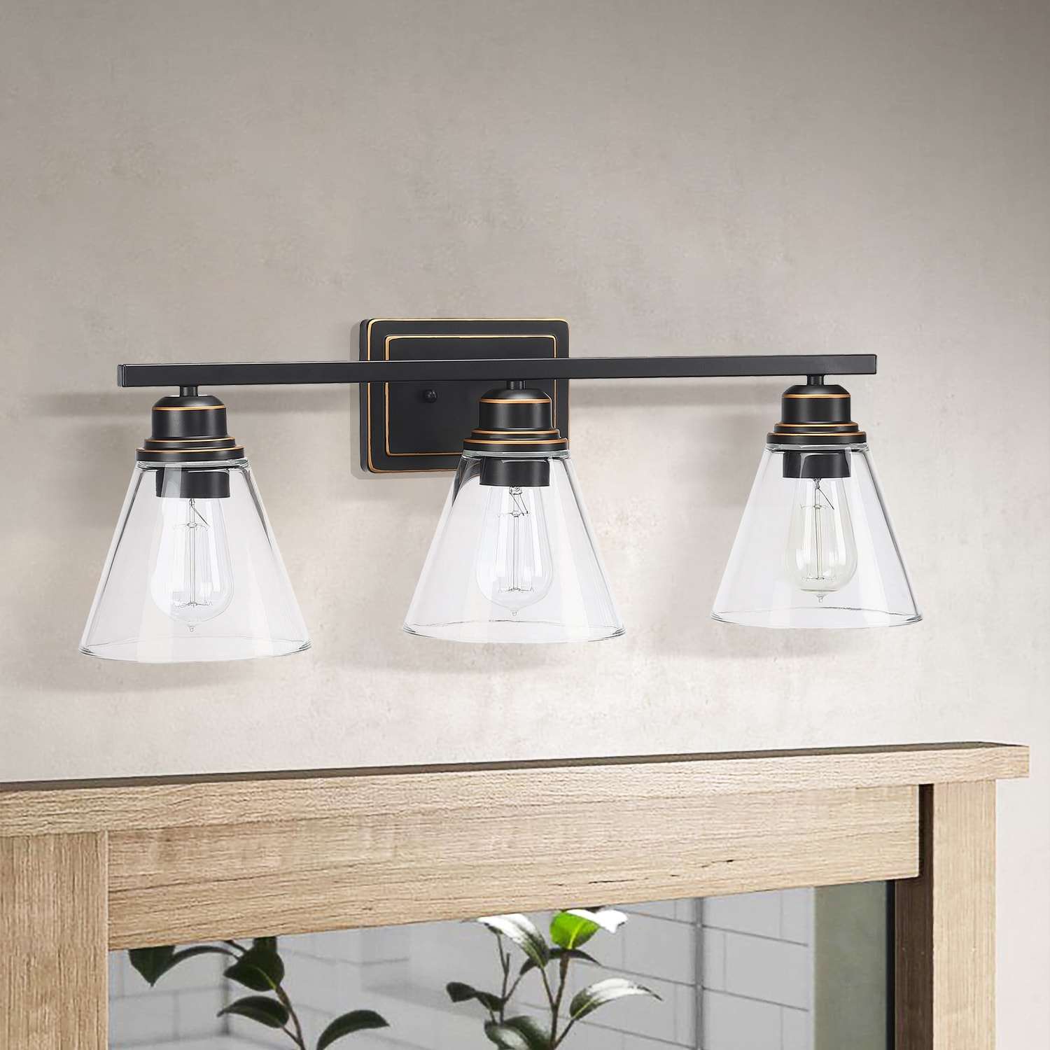 WELLFOR TC Vanity Light 26-in 3 Light Oil-rubbed Bronze Modern/contemporary Bathroom Vanity light - Image 3
