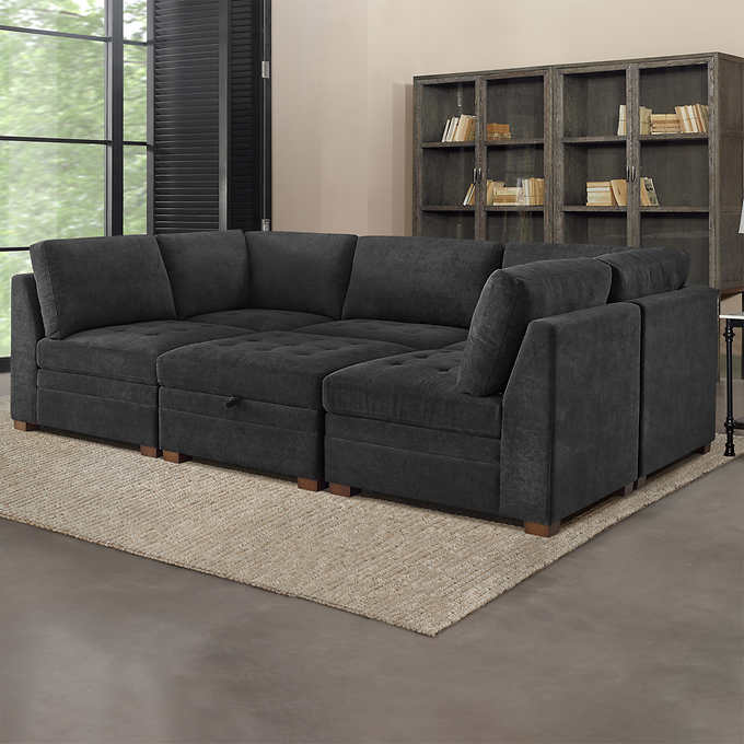 Thomasville Tisdale Fabric Sectional with Storage Ottoman - Image 9