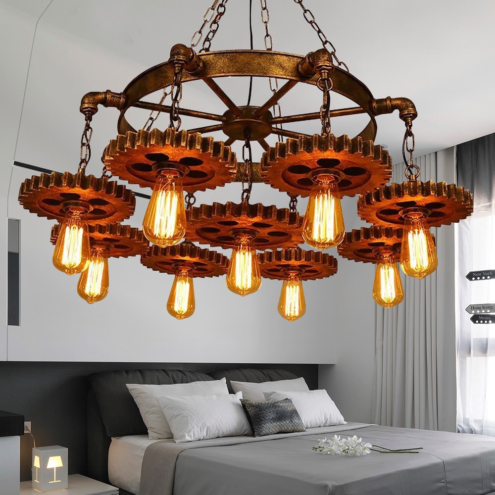 Oukaning 9 -Light Brown Metal Chandelier - Image 12