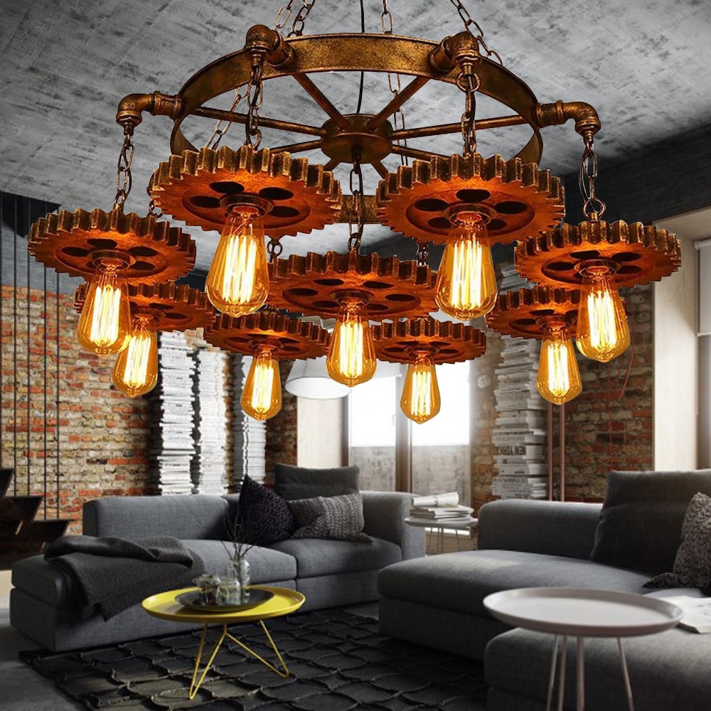 Oukaning 9 -Light Brown Metal Chandelier - Image 7