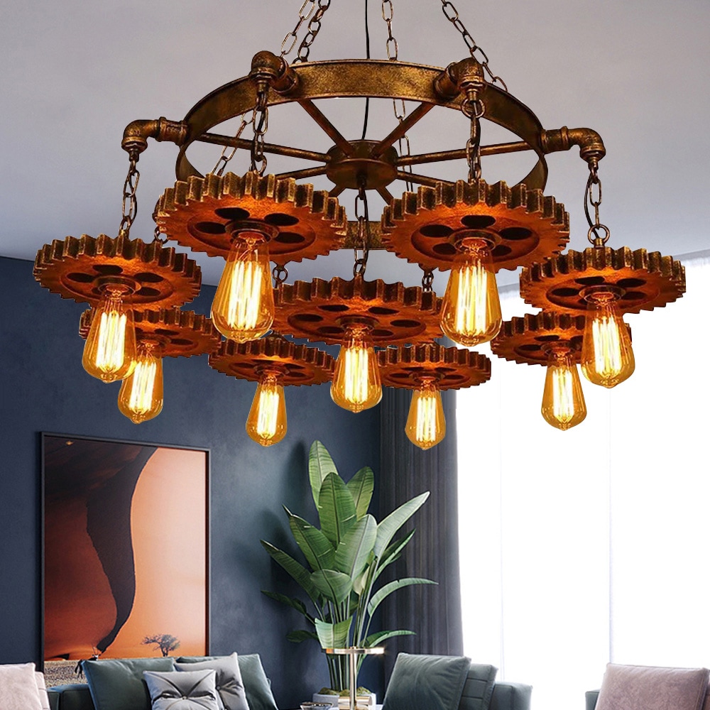Oukaning 9 -Light Brown Metal Chandelier - Image 2