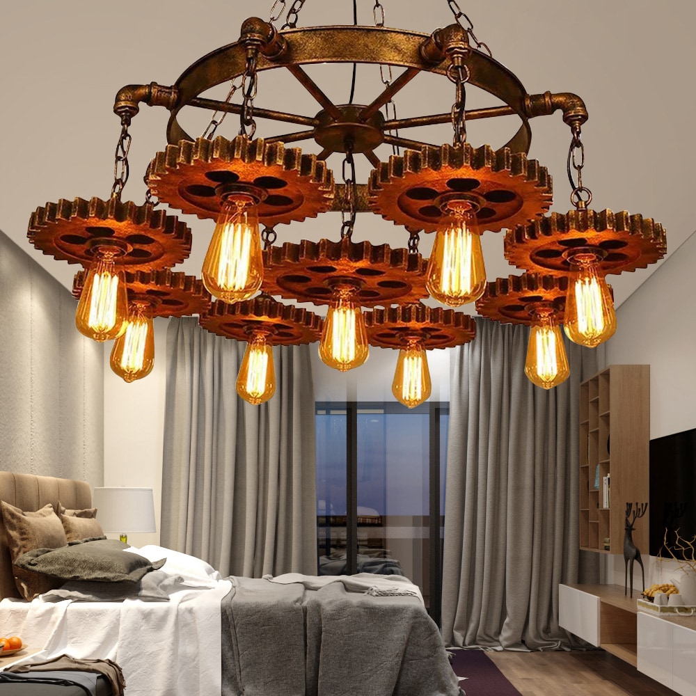 Oukaning 9 -Light Brown Metal Chandelier - Image 3