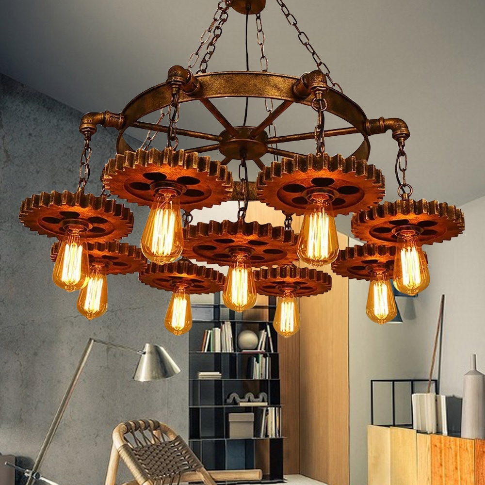 Oukaning 9 -Light Brown Metal Chandelier - Image 8