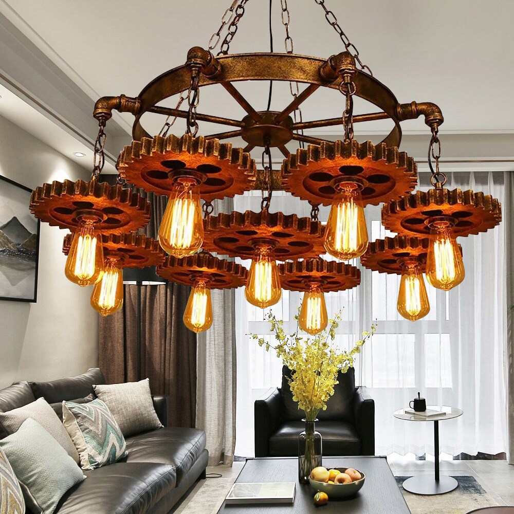 Oukaning 9 -Light Brown Metal Chandelier - Image 11
