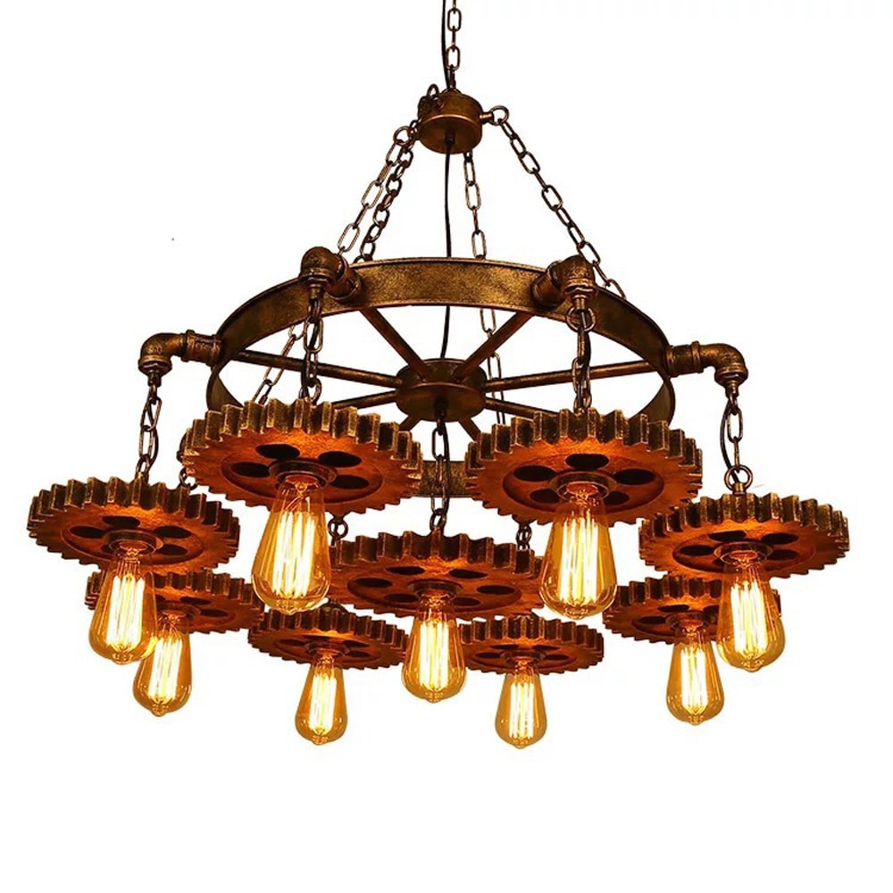 Oukaning 9 -Light Brown Metal Chandelier