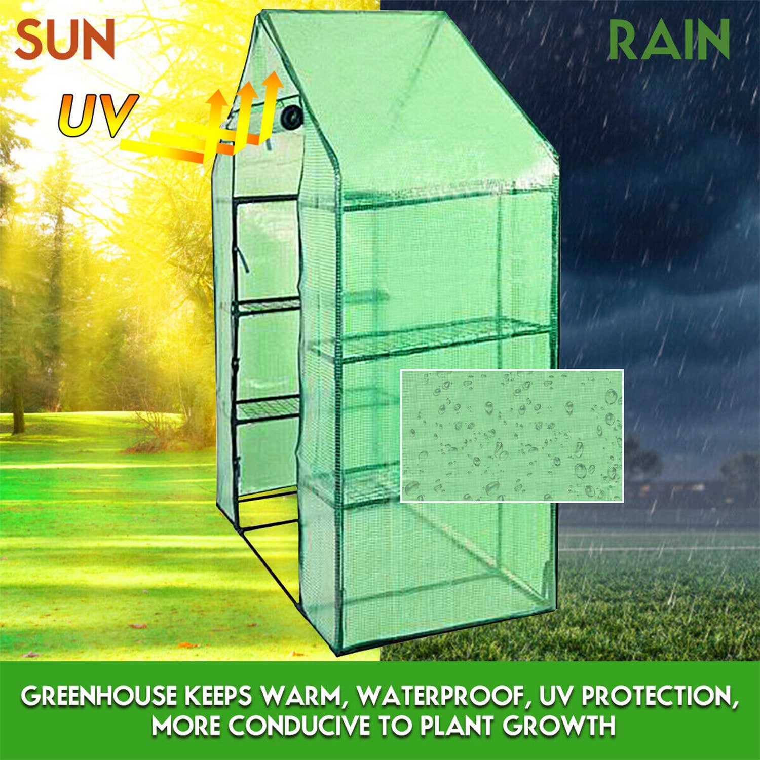WELLFOR CW Greenhouse 4.71-ft L x 2.42-ft W x 6.42-ft H Green Greenhouse Kit - Image 2
