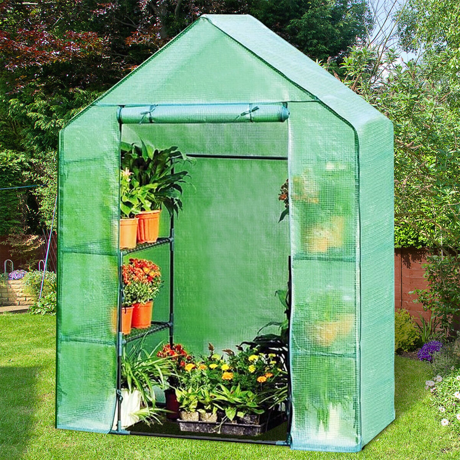 WELLFOR CW Greenhouse 4.71-ft L x 2.42-ft W x 6.42-ft H Green Greenhouse Kit - Image 5