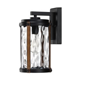 Forclover Outdoor Porch Light 1 -Light 13.9-in H Matte Black Hardwired Outdoor Wall Light