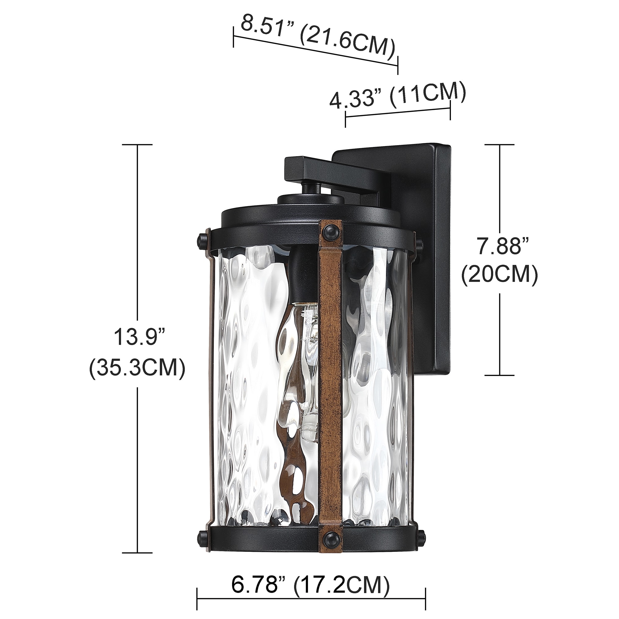 Forclover Outdoor Porch Light 1 -Light 13.9-in H Matte Black Hardwired Outdoor Wall Light - Image 3
