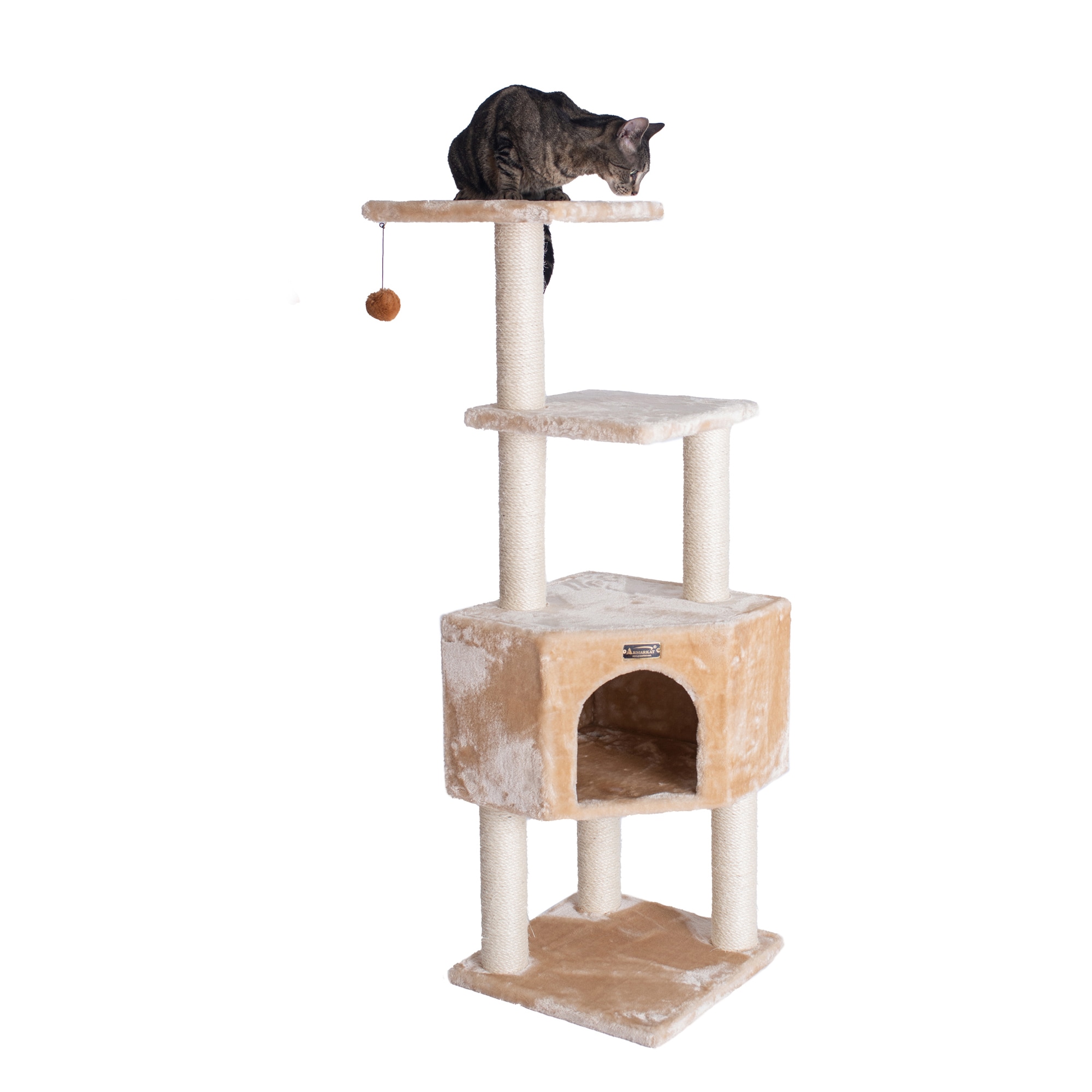 Armarkat 48-in x 18-in Yellow Faux Fur Cat Tree - Image 5