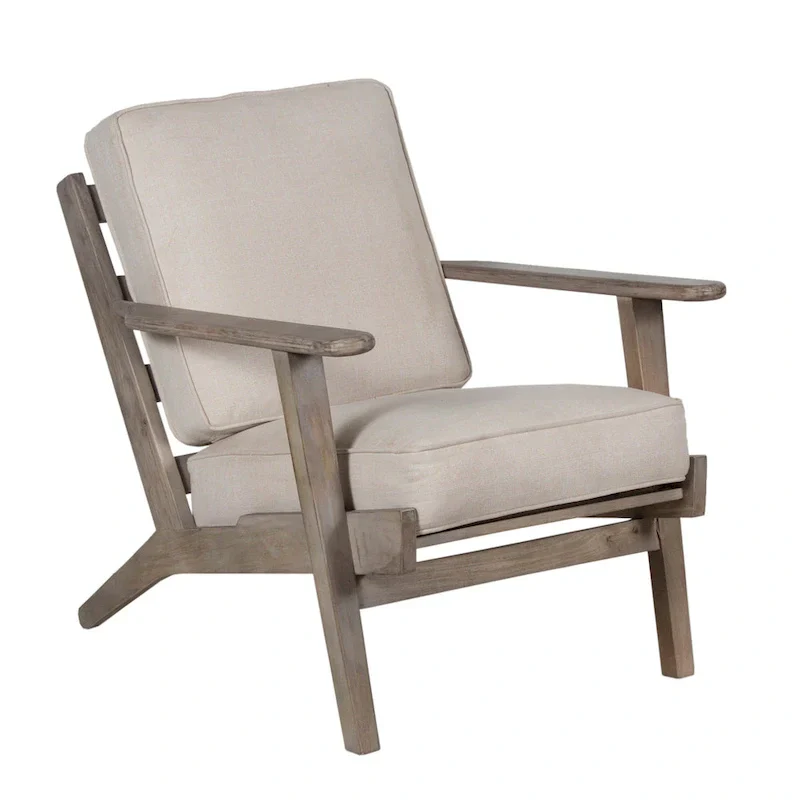 Handcrafted Amber Accent Chair with Slatted Mango Wood, Buffalo Leather Cushions, and Angled Legs - Image 37