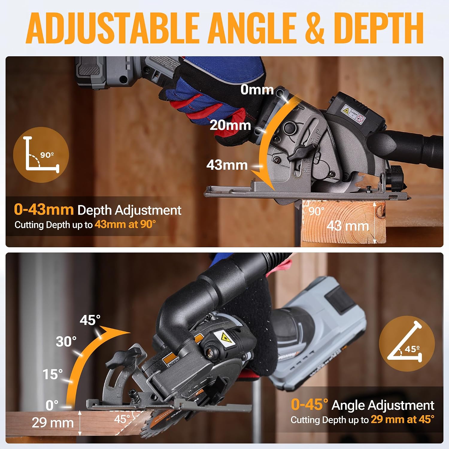 WORKPROX 20V 4-1/2" Cordless Mini Circular Saw with 4.0Ah Battery - Image 3