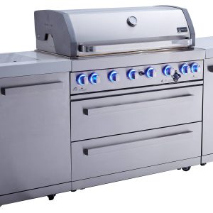 Mont Alpi 805 Original Series 94-in W Modular Outdoor Kitchen Grill island with 6 -Burners Gas Grill, 304 Marine Grade Stainless Steel