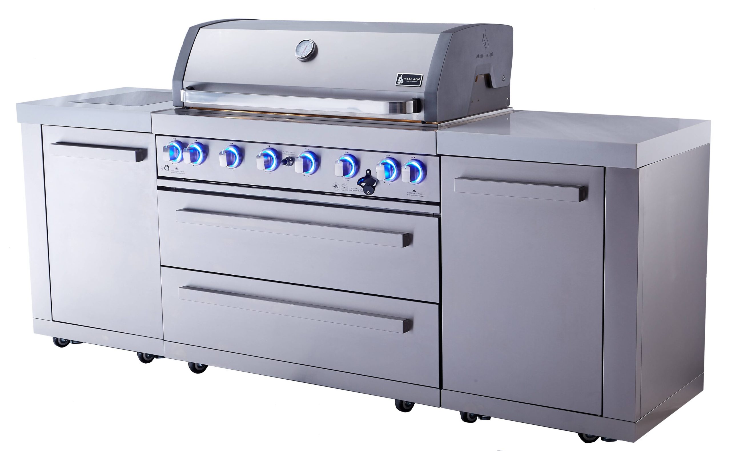 Mont Alpi 805 Original Series 94-in W Modular Outdoor Kitchen Grill island with 6 -Burners Gas Grill, 304 Marine Grade Stainless Steel - Image 3