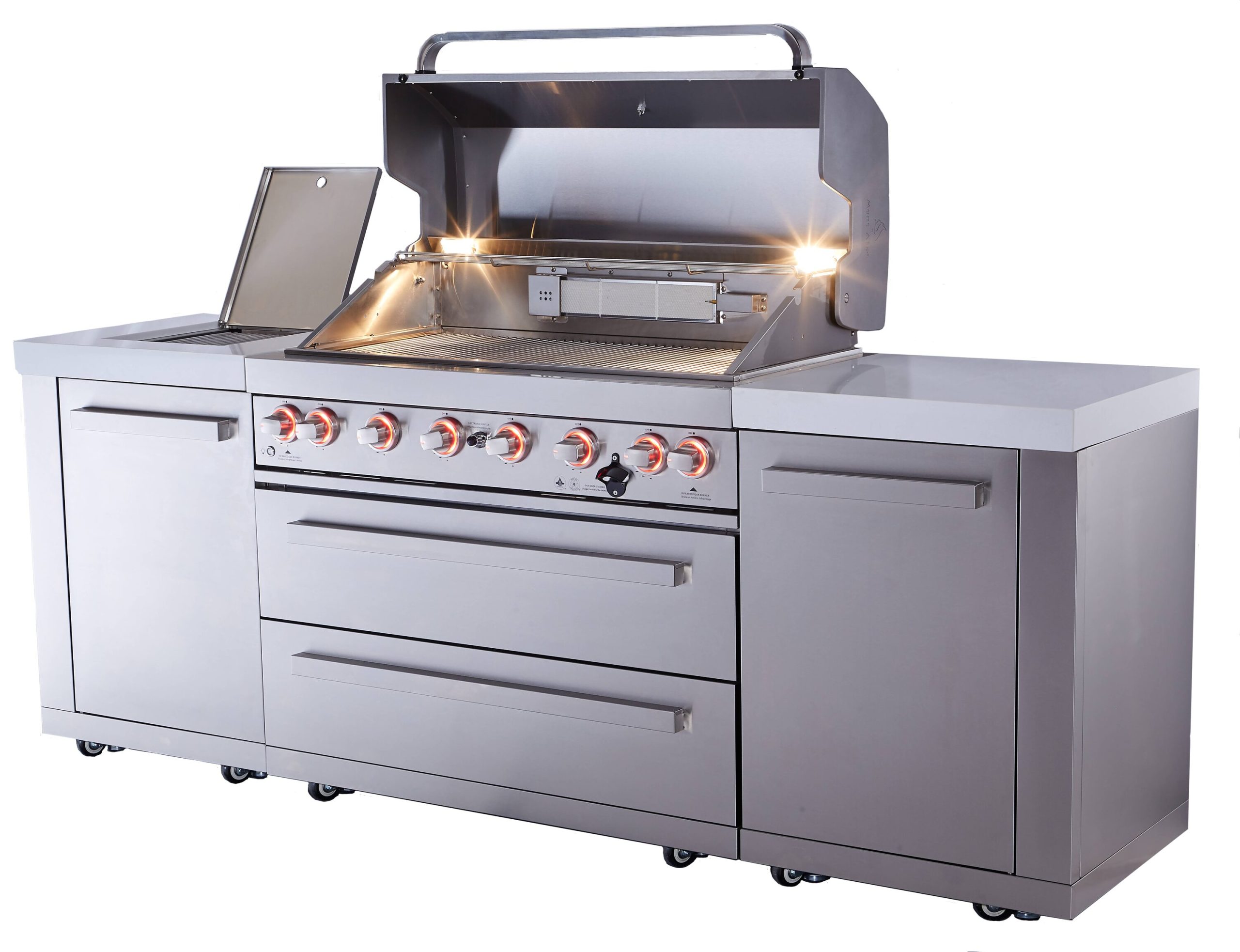 Mont Alpi 805 Original Series 94-in W Modular Outdoor Kitchen Grill island with 6 -Burners Gas Grill, 304 Marine Grade Stainless Steel - Image 4