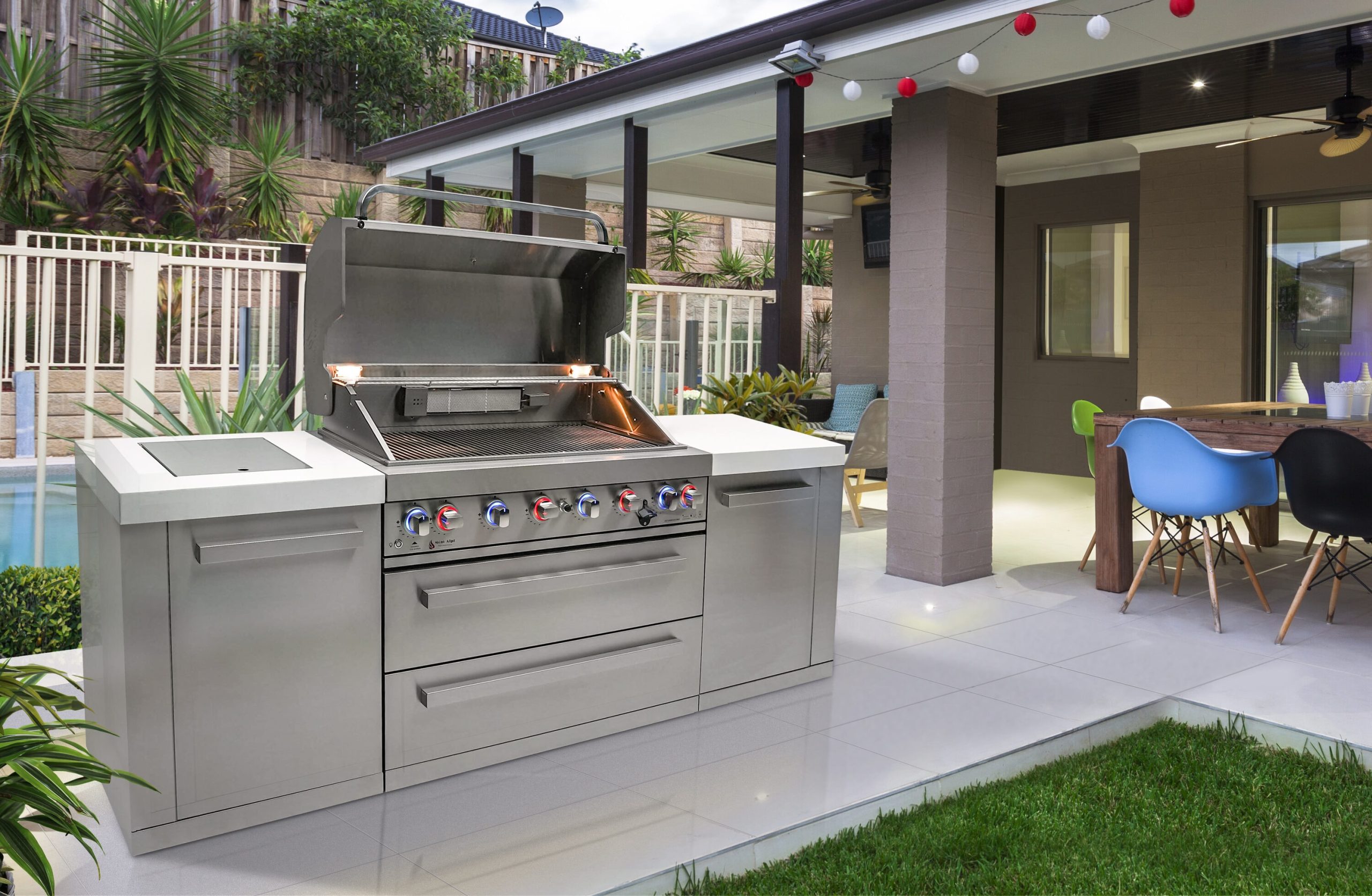 Mont Alpi 805 Original Series 94-in W Modular Outdoor Kitchen Grill island with 6 -Burners Gas Grill, 304 Marine Grade Stainless Steel - Image 6