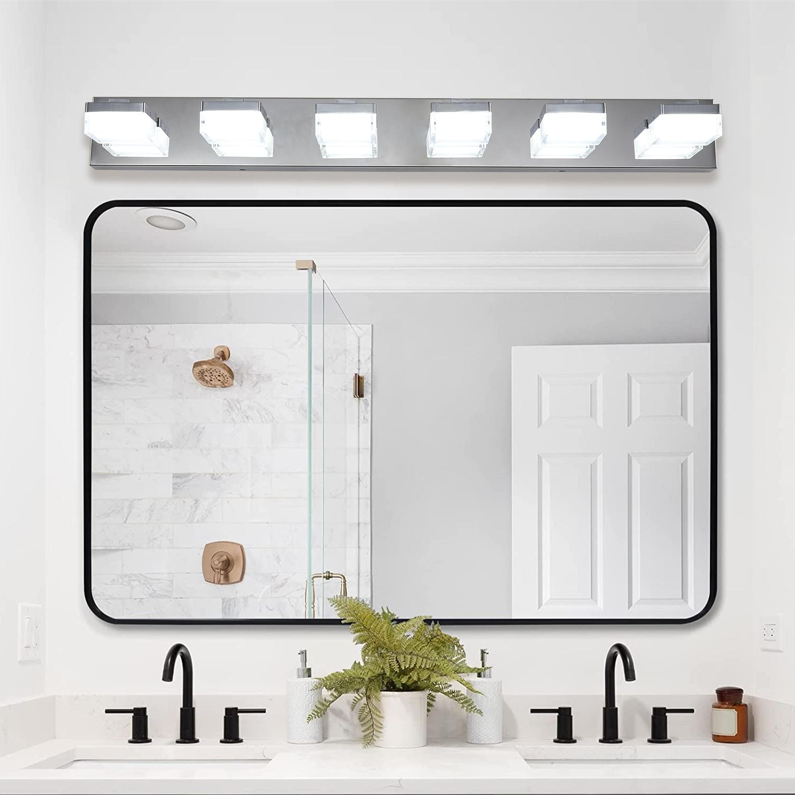 Bayfeve LED Bathroom Makeup Light 38.2-in 6 Light Gloss Chrome Integrated LED Modern/contemporary Bathroom Vanity light - Image 3