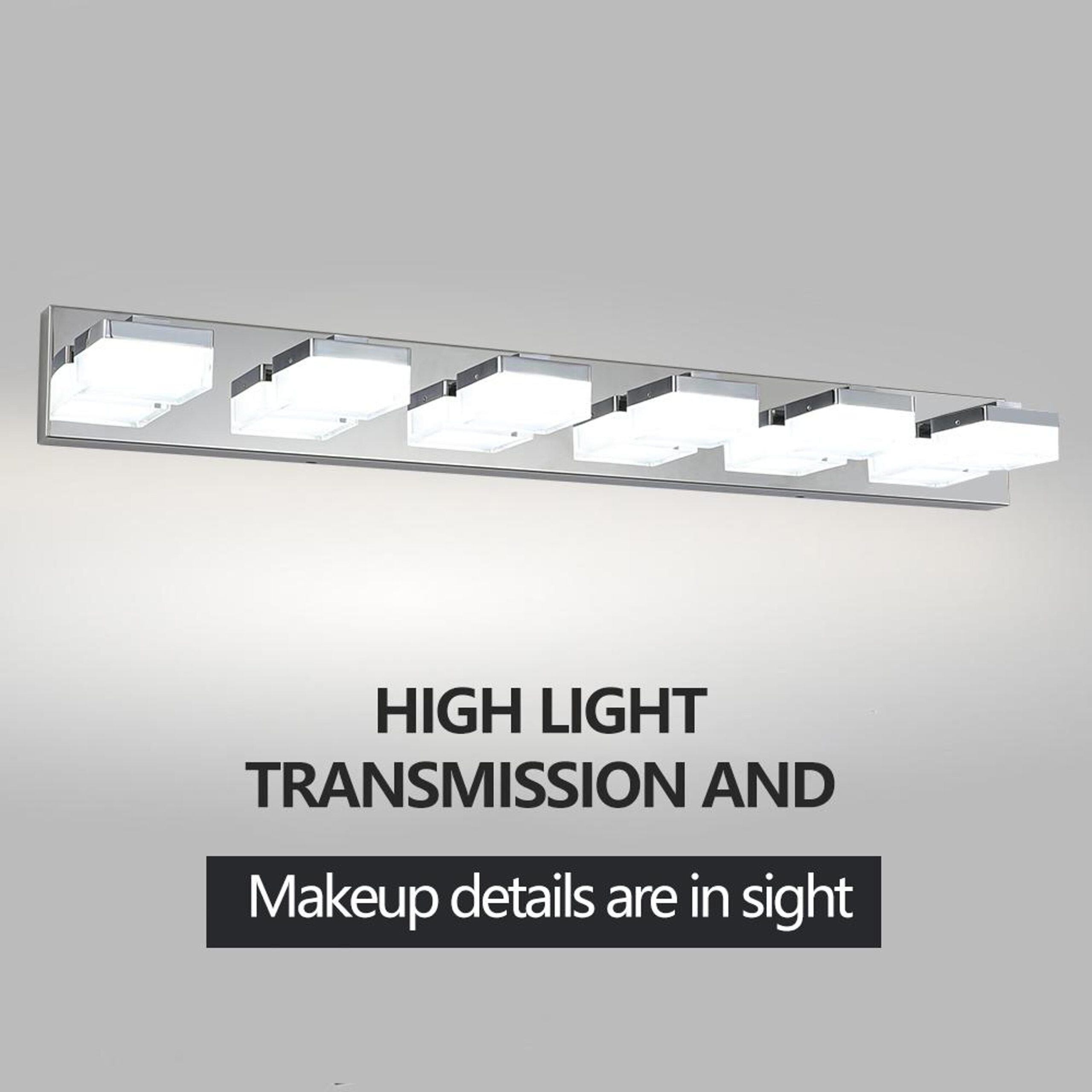 Bayfeve LED Bathroom Makeup Light 38.2-in 6 Light Gloss Chrome Integrated LED Modern/contemporary Bathroom Vanity light - Image 8