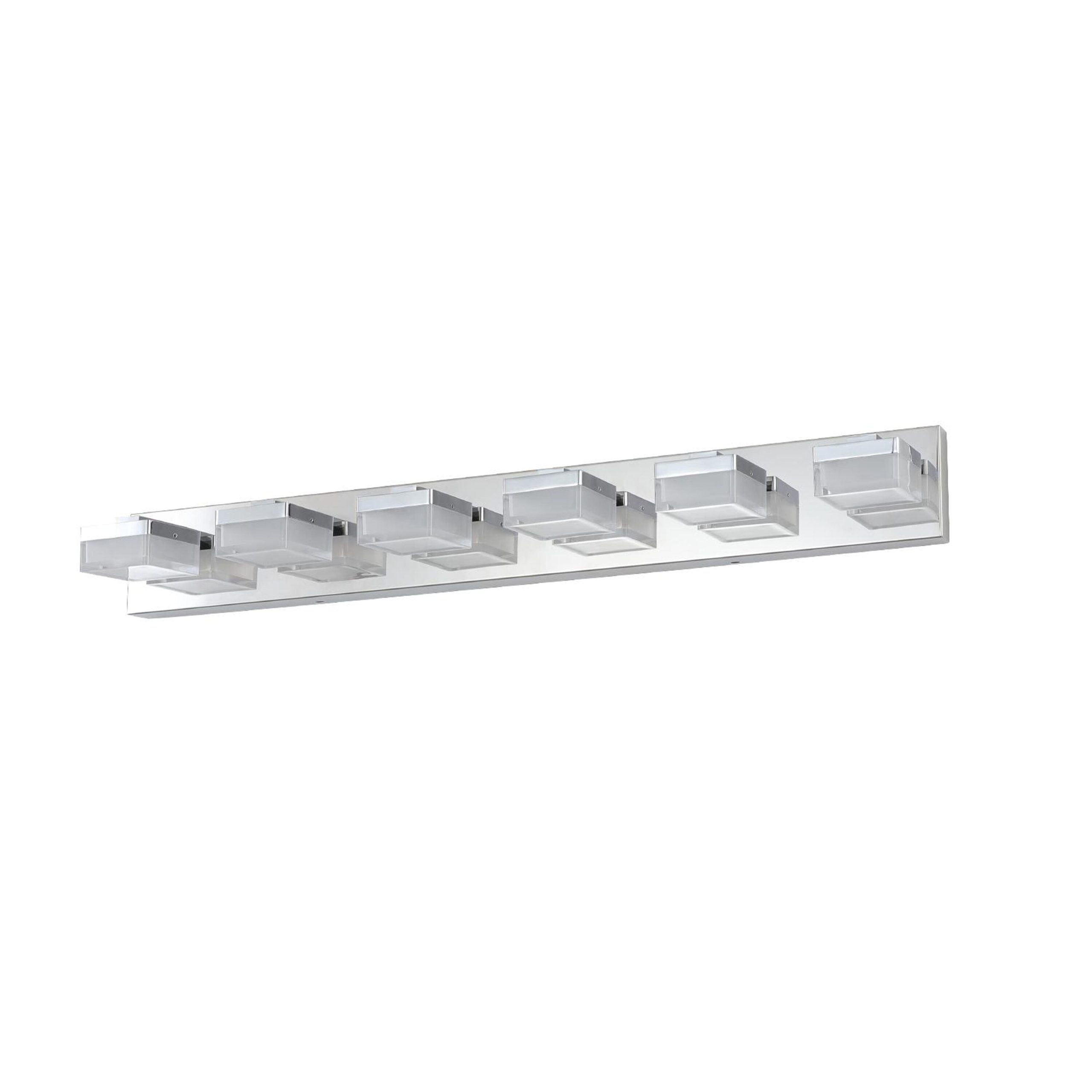 Bayfeve LED Bathroom Makeup Light 38.2-in 6 Light Gloss Chrome Integrated LED Modern/contemporary Bathroom Vanity light