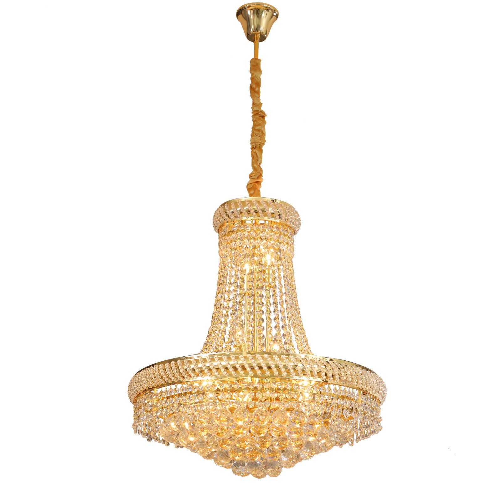 Oukaning 14 -Light Polished Gold Crystal Glass Chandelier - Image 2
