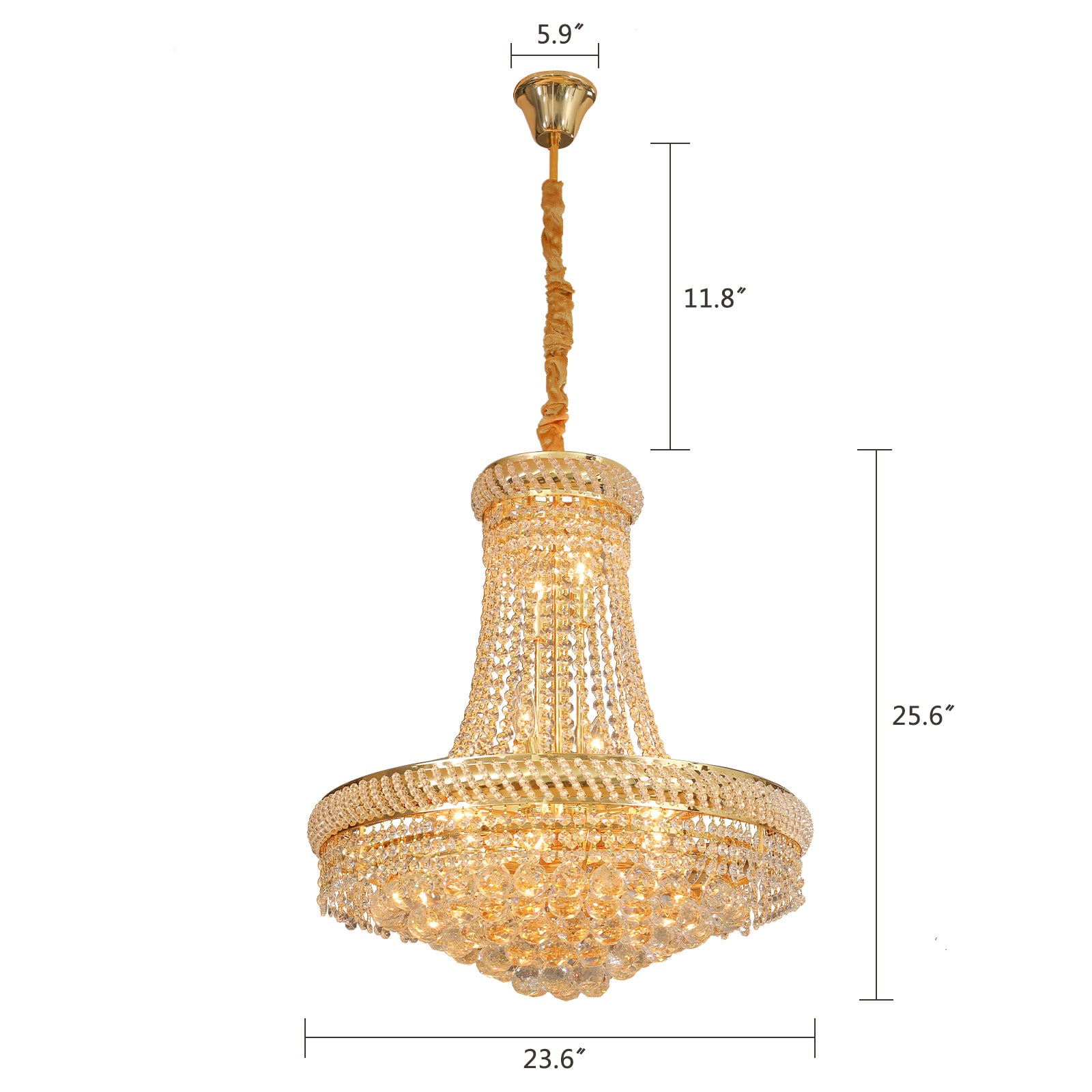 Oukaning 14 -Light Polished Gold Crystal Glass Chandelier - Image 4