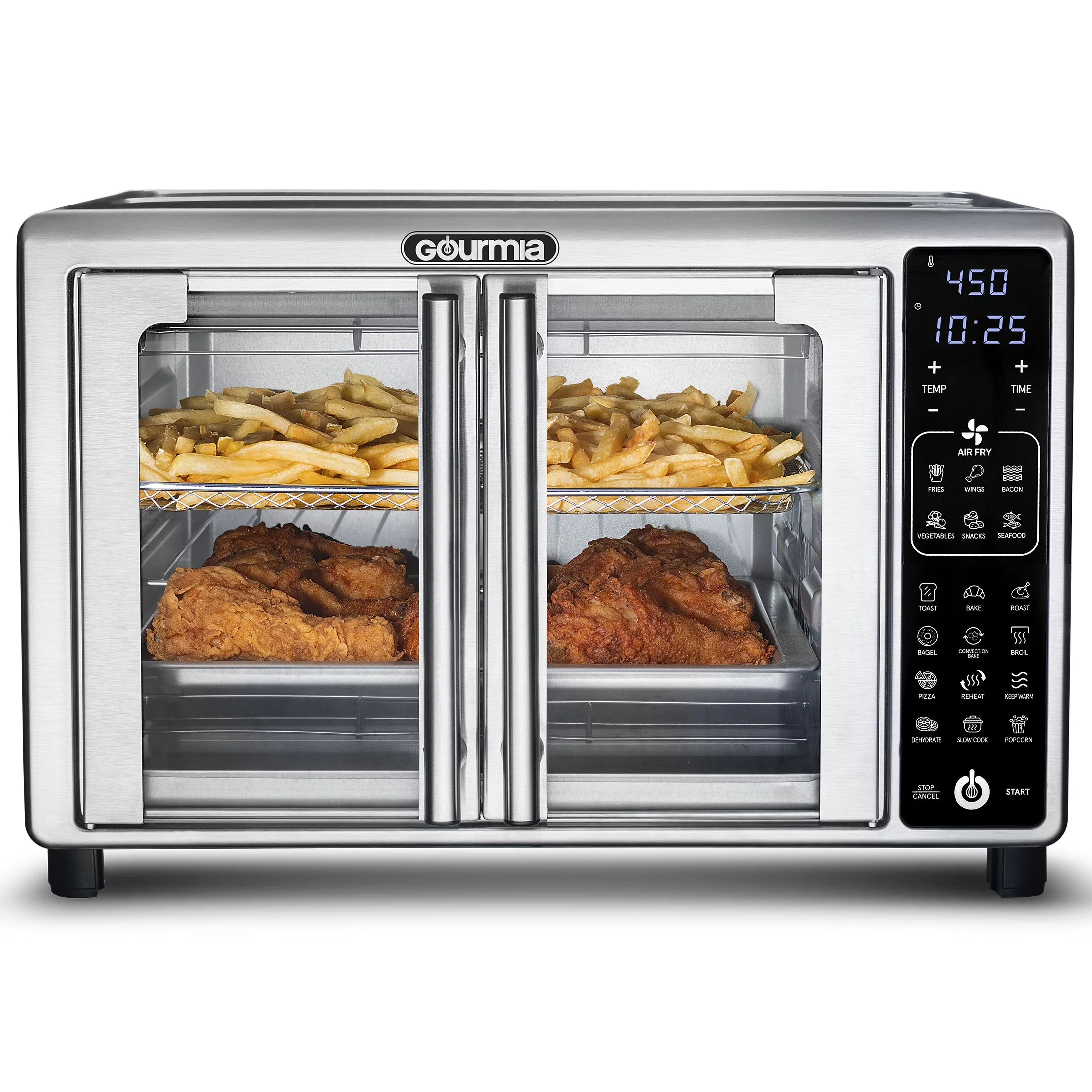 Gourmia French Door Digital Toaster Oven Air Fryer, 6-Slice, 24L, Stainless Steel - GTF2440