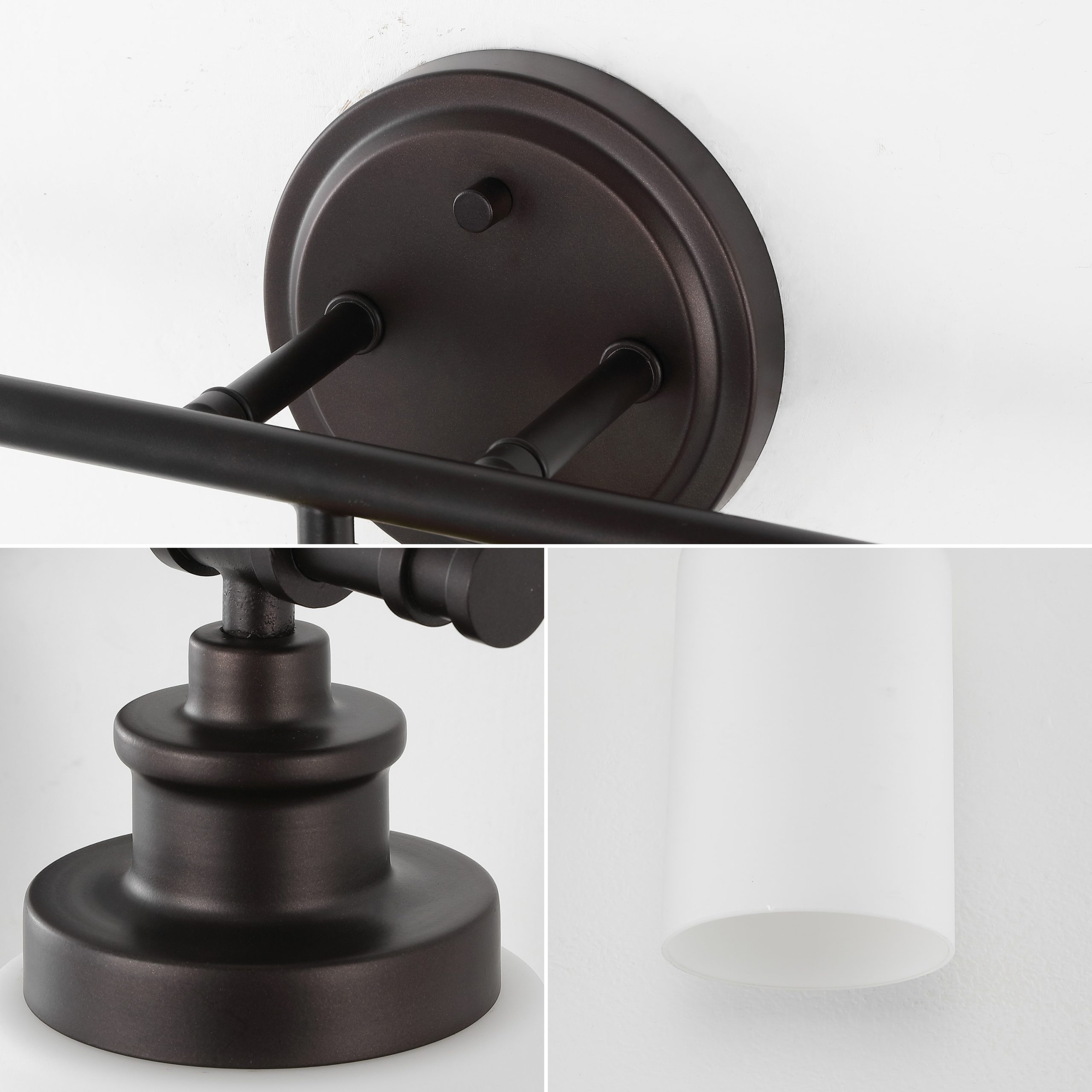 JONATHAN Y Egan Classic Cottage 5-Piece Vanity Light Set 23.25-in 3 Light Oil-rubbed Black French country/cottage Bathroom Vanity light - Image 7