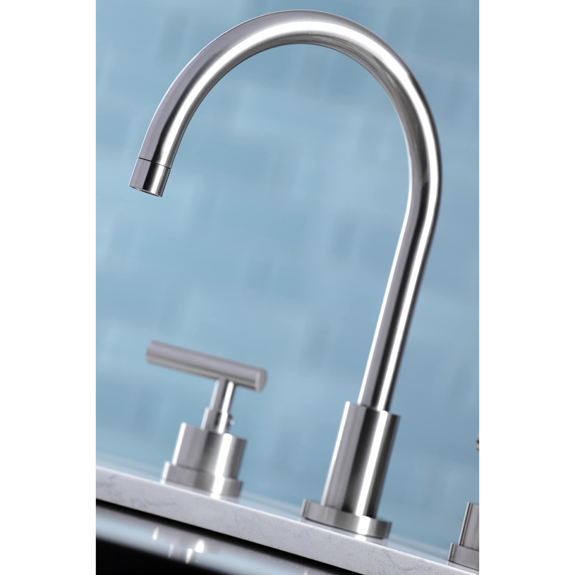 Elements of Design Manhattan Satin nickel Double Handle Deck-mount High arc (Includes Side Sprayer) - Image 4