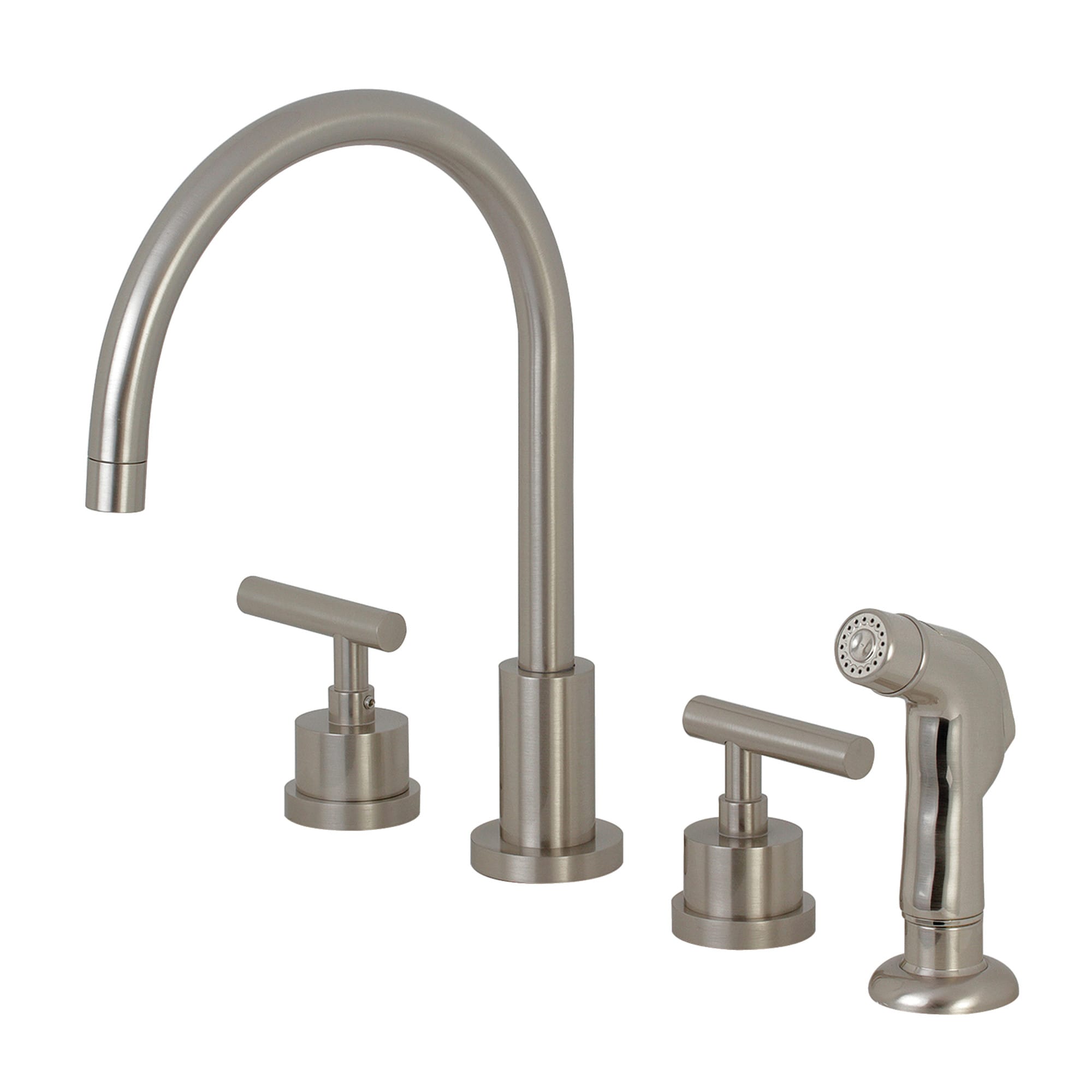 Elements of Design Manhattan Satin nickel Double Handle Deck-mount High arc (Includes Side Sprayer) - Image 2