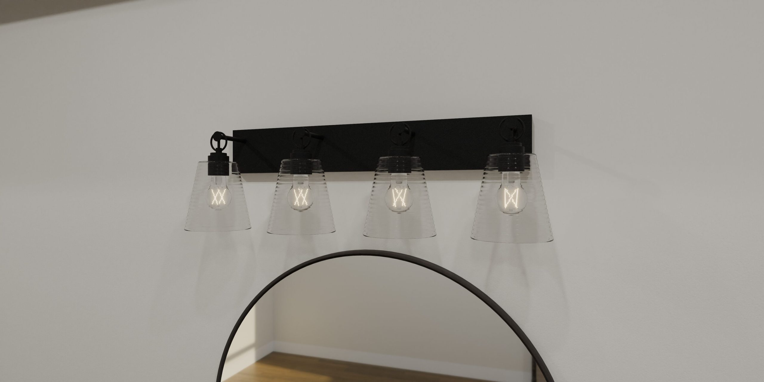 Quoizel Dacosta 33-in 4 Light Black Farmhouse Bathroom Vanity light - Image 3