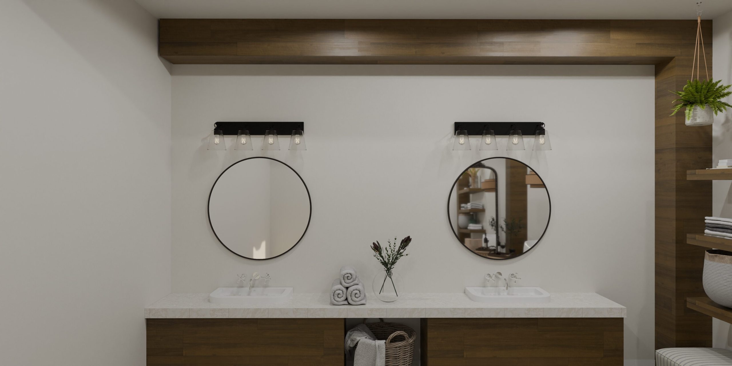 Quoizel Dacosta 33-in 4 Light Black Farmhouse Bathroom Vanity light - Image 5