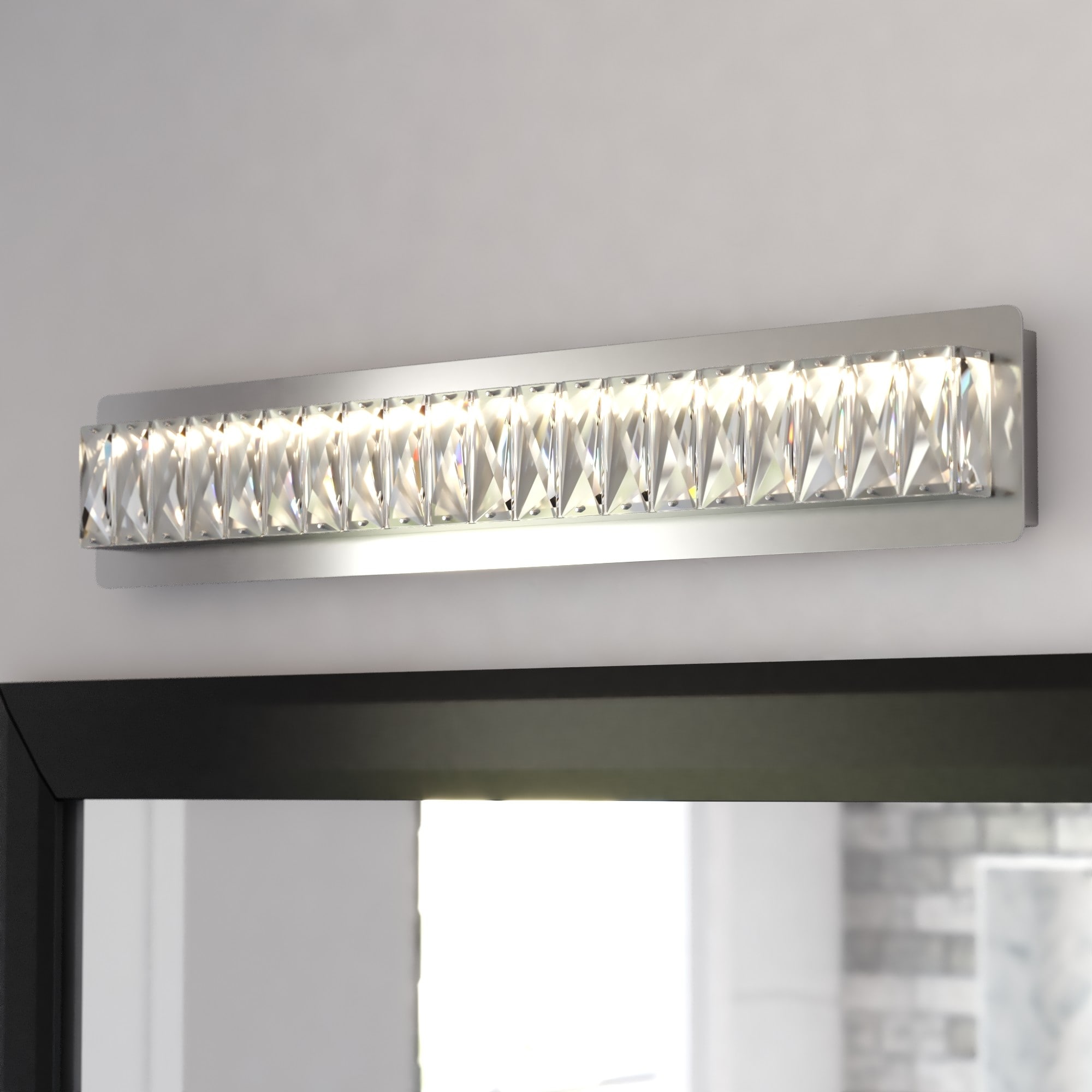 Cascadia Melrose 26-in 1 Light Polished Clear Integrated LED Glam Bathroom Vanity light