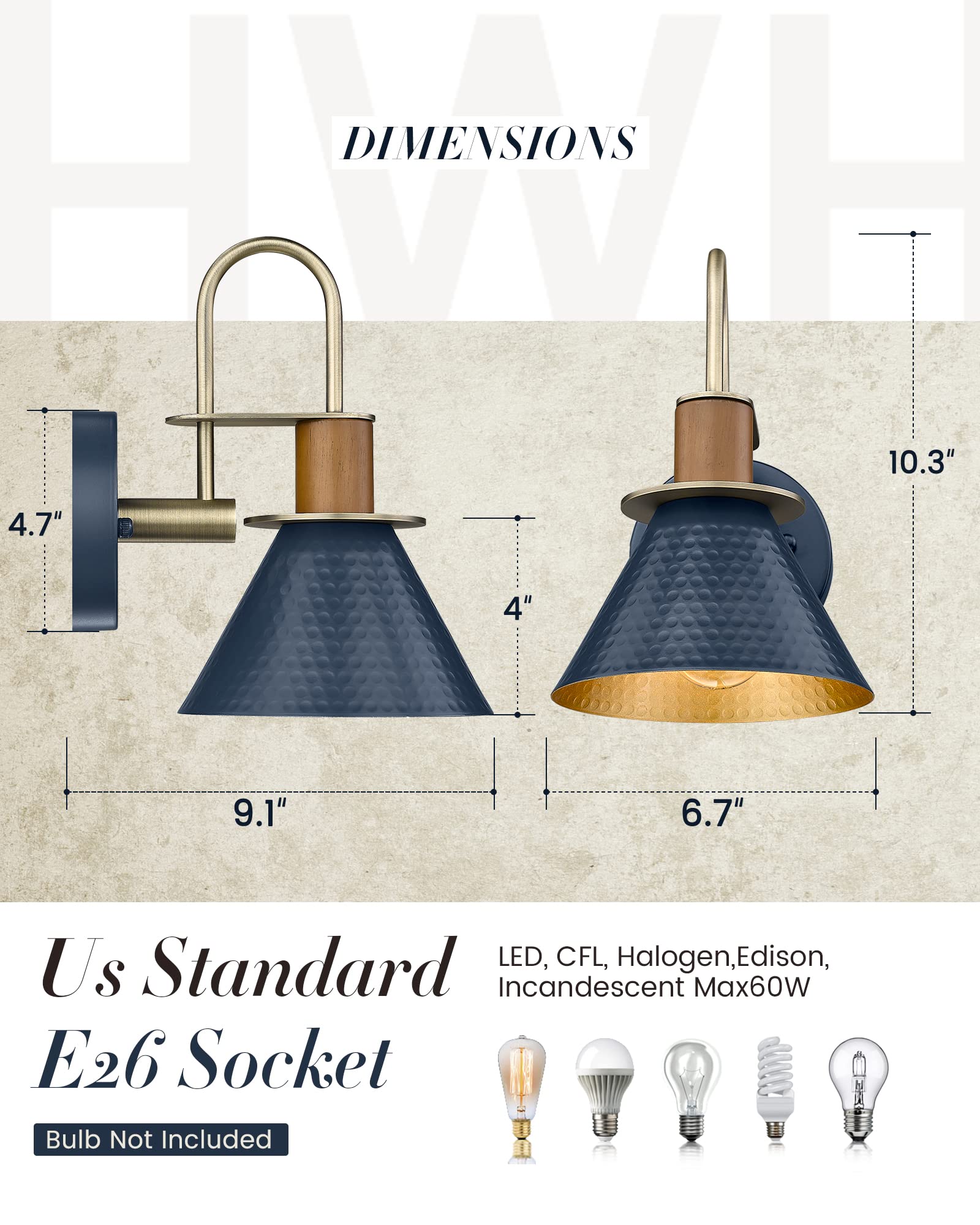 LTMATE JAZAVA 6.7-in 1 Light Antique Blue Industrial Bathroom Vanity light - Image 2