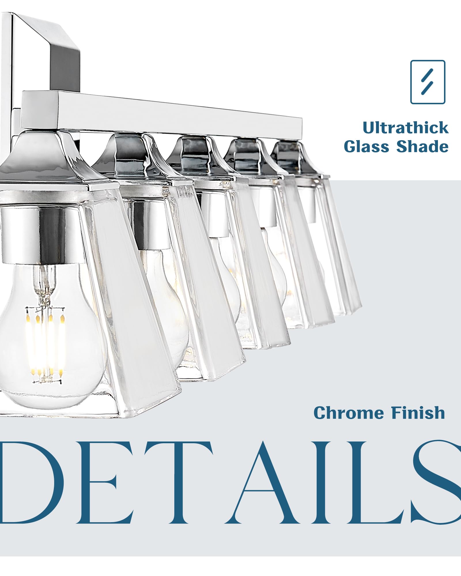 LTMATE JAZAVA 38-in 5 Light Chrome Industrial Bathroom Vanity light - Image 3