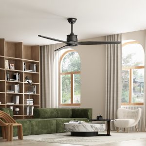 FUFU&GAGA 59.84-in Black Ceiling Fan Without Light and Remote Control Included