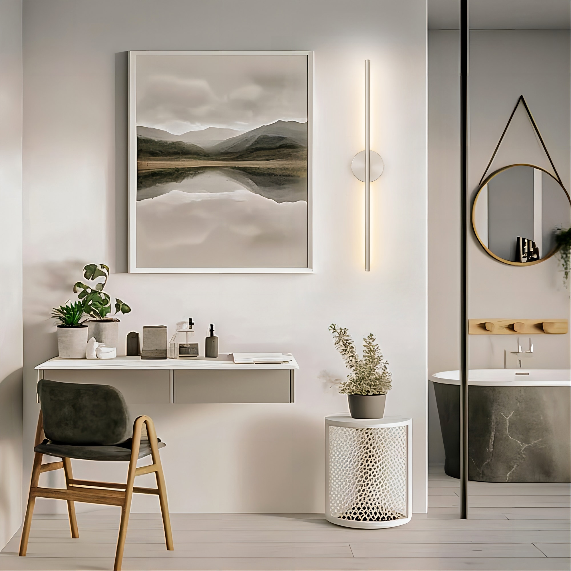 Rennnsan Aidan 1 -Light Chrome Hardwired Damp rated LED Wall Sconce - Image 4