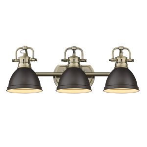 Golden Lighting Duncan 24.5-in 3 Light Brushed Brass Transitional Bathroom Vanity light