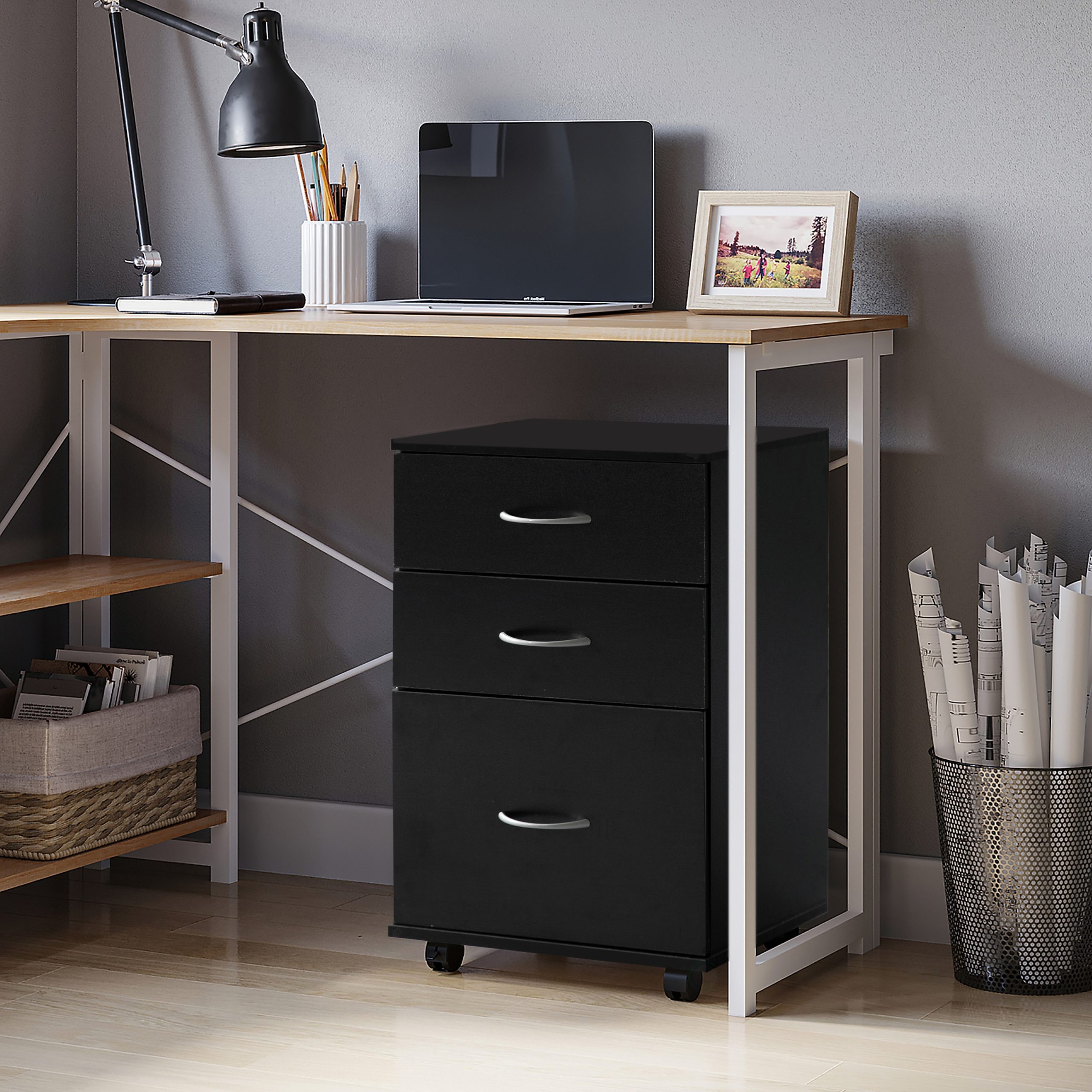 Basicwise Black 3 -Drawer 15-in File Cabinet - Image 6