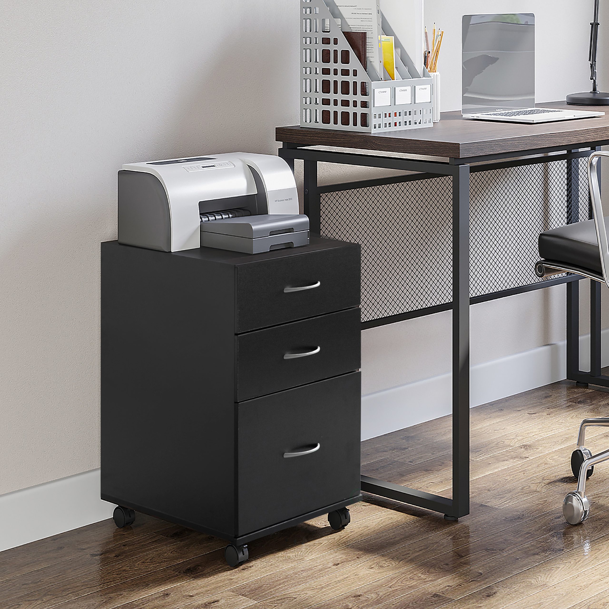 Basicwise Black 3 -Drawer 15-in File Cabinet - Image 5