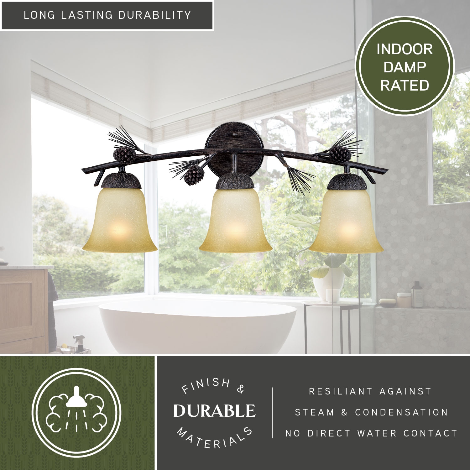 Cascadia Sierra 24-in 3 Light Matte Bronze Rustic Bathroom Vanity light - Image 6