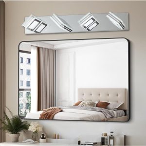 Bayfeve Rotatable LED Vanity Light 25.6-in 4 Light Gloss Chrome Integrated LED Modern/contemporary Bathroom Vanity light