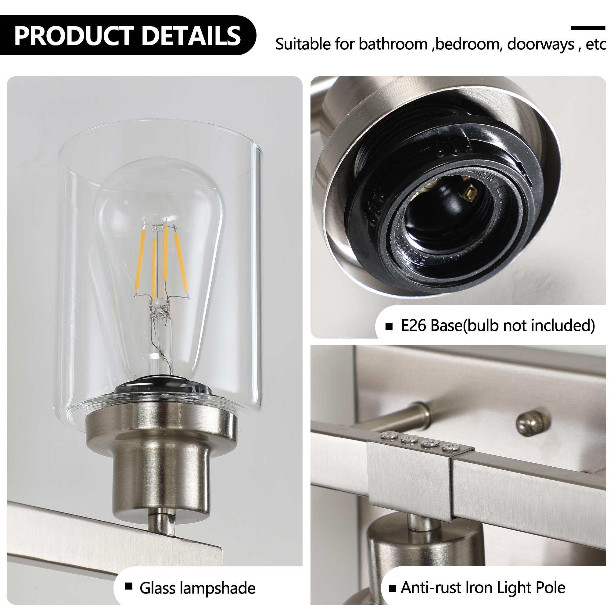 Bayfeve Retro Elegance 31.1-in 5 Light Brushed Nickel Vintage Bathroom Vanity light - Image 8