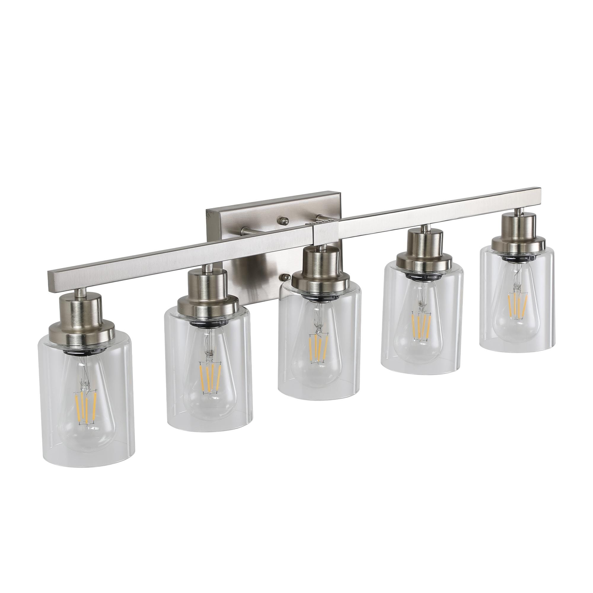 Bayfeve Retro Elegance 31.1-in 5 Light Brushed Nickel Vintage Bathroom Vanity light - Image 2